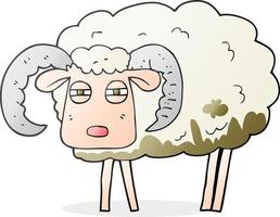 freehand drawn cartoon ram covered in mud vector