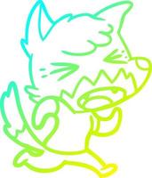 cold gradient line drawing angry cartoon fox running vector