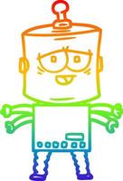rainbow gradient line drawing cartoon robot vector