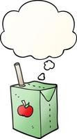 cartoon apple juice box and thought bubble in smooth gradient style vector