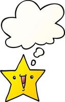 cartoon star and thought bubble in smooth gradient style vector