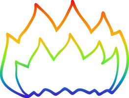 rainbow gradient line drawing cartoon hot flame vector