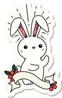 sticker of a tattoo style cute bunny vector