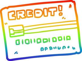 rainbow gradient line drawing cartoon credit card vector