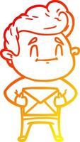 warm gradient line drawing happy cartoon man vector