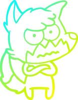 cold gradient line drawing cartoon annoyed fox vector