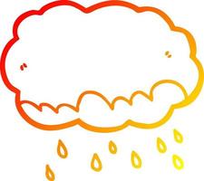 warm gradient line drawing cartoon rain cloud vector