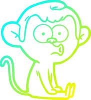 cold gradient line drawing cartoon hooting monkey vector