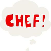 cartoon word chef and thought bubble in retro style vector