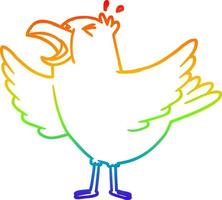 rainbow gradient line drawing cartoon bird squawking vector