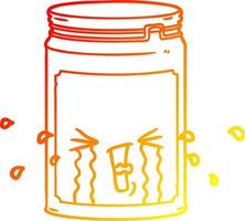 warm gradient line drawing cartoon glass jar vector