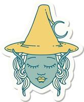 sticker of a elf mage character face vector