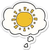 cartoon sun and thought bubble as a printed sticker vector