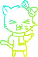 cold gradient line drawing cartoon cat vector