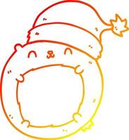 warm gradient line drawing cute cartoon christmas bear vector
