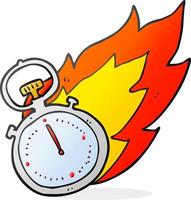 freehand drawn cartoon flaming stop watch vector