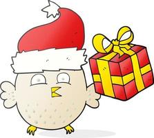 freehand drawn cartoon  christmas owl vector
