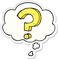 cartoon question mark and thought bubble as a printed sticker vector