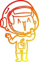 warm gradient line drawing laughing cartoon astronaut vector