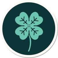 sticker of tattoo in traditional style of a 4 leaf clover vector