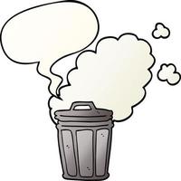 cartoon stinky garbage can and speech bubble in smooth gradient style vector