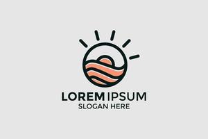 minimalist logo design sun linear style vector