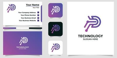 technology letter P design logo vector