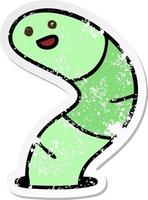 distressed sticker of a quirky hand drawn cartoon snake vector