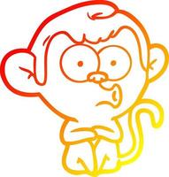 warm gradient line drawing cartoon hooting monkey vector