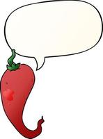 cartoon chili pepper and speech bubble in smooth gradient style vector