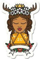 sticker of a human druid with natural twenty roll vector