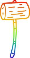 rainbow gradient line drawing cartoon wood mallet vector