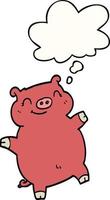 cartoon pig and thought bubble vector