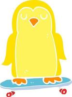 flat color illustration of bird on skateboard vector