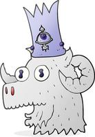 freehand drawn cartoon ram head with magical crown vector