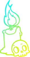 cold gradient line drawing cartoon skull and candle vector