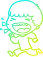 cold gradient line drawing cartoon laughing man vector