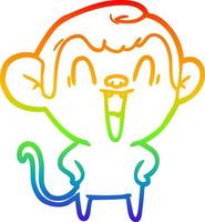 rainbow gradient line drawing cartoon laughing monkey vector