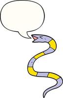 hissing cartoon snake and speech bubble vector