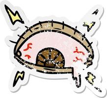 distressed sticker cartoon doodle of an enraged eye vector