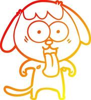 warm gradient line drawing cute cartoon dog vector