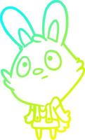 cold gradient line drawing cute rabbit shrugging shoulders vector