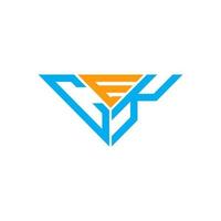 diseño creativo del logotipo de la letra cek con gráfico vectorial, logotipo simple y moderno de cek en forma de triángulo. vector