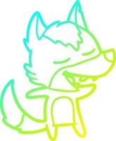 cold gradient line drawing cartoon wolf laughing vector