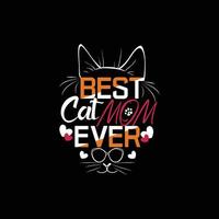 el mejor diseño de camiseta de mamá gato. se puede utilizar para el diseño de moda de camisetas de gatos, diseño de tipografía de gatos, prendas de vestir de gatitos, vectores de camisetas, diseño de pegatinas, tarjetas de felicitación, mensajes y tazas