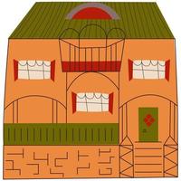 Icon of a cute hand drawn doodle cozy house.Single design graphic element vector