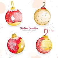 acuarela bolas de navidad clipart, decoración de navidad, ilustración de acuarela de pintura digital vector