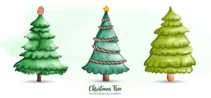 Christmas Tree Clipart, Watercolor illustration vector