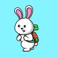 Lindo conejo con ilustración de iconos de vector de dibujos animados de bolsa de zanahoria. concepto de caricatura plana. adecuado para cualquier proyecto creativo.