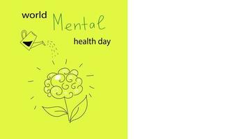 Vector world mental health day poster doodle hand drawn style illustration